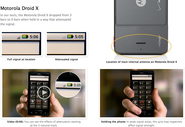 ล่าสุดก็ถึงคิว Motorola Droid X แอปเปิ้ลอ้างมีปัญหาเรื่องสัญญานตก