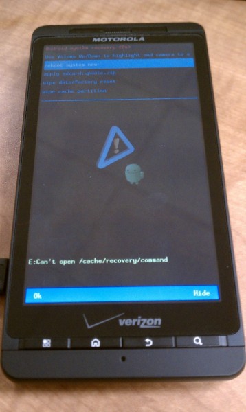 วิธีเข้าไปใน Recovery Mode ใน Droid X