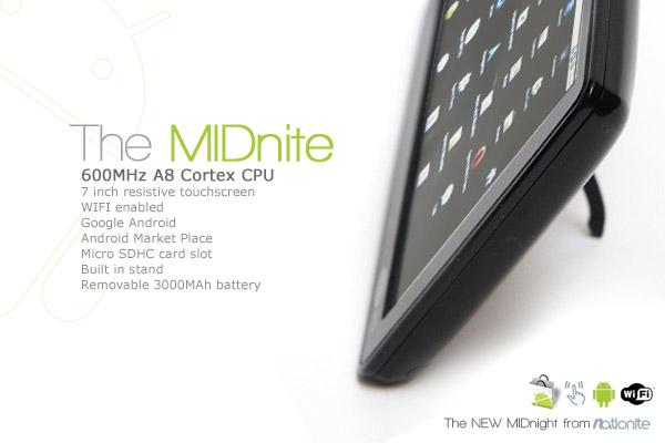 Midnite แอนดรอยด์แท็บเล็ต 7นิ้วตัวแรกที่รัน Android 2.2