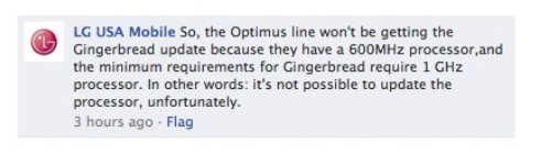LG Optimus One จะไม่ได้รับการอัพเกรดเป็น Gingerbread เพียงเพราะ CPU ความเร็วต่ำเกินไป ?