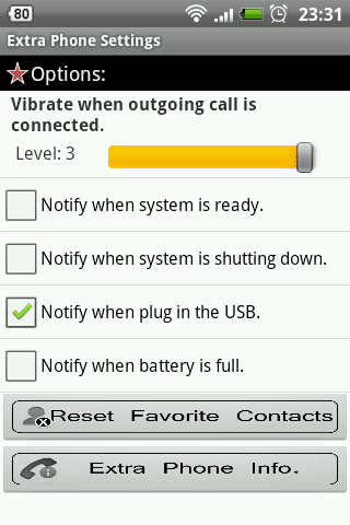 Extra Phone Settings สั่นเมื่อมีคนรับสาย