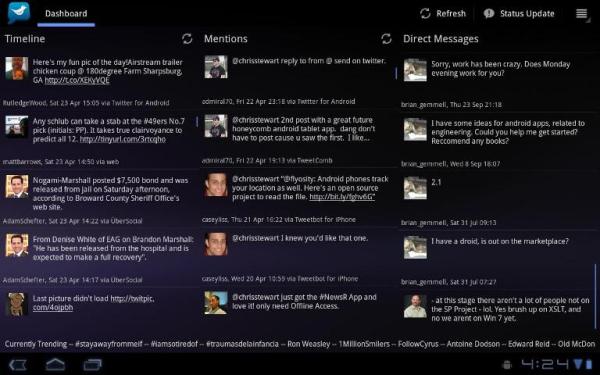 Tweetcomb : Twitter ตัวแรกสำหรับ Honeycomb ปรากฏกาย