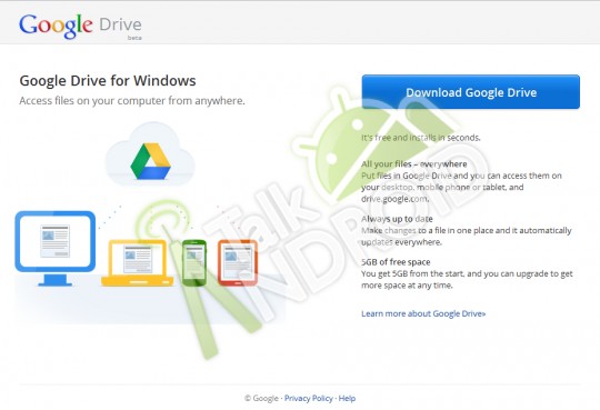 หลุดหน้าเว็บ Google Drive เผยกูเกิ้ลอาจให้เนื้อที่ฟรีถึง 5GB