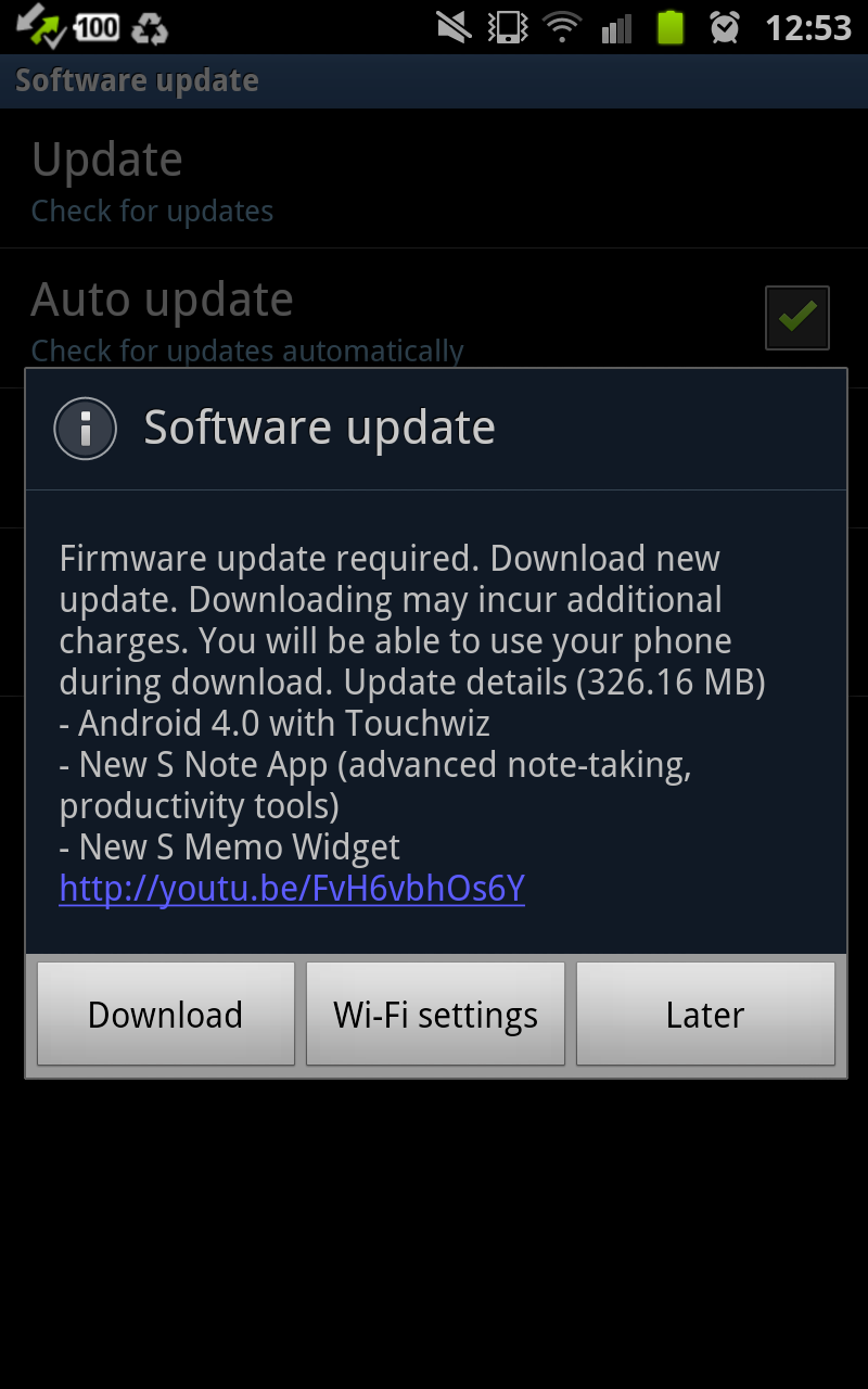 Galaxy Note ล๊อตที่ซื้อในงานมือถือเมื่อต้นปีเริ่มได้รับ ICS แล้วนะครับ