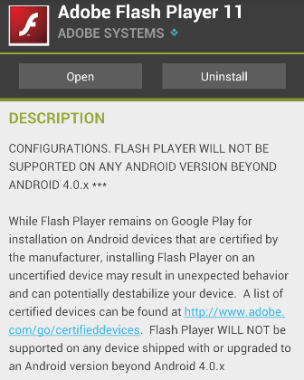 Adobe ประกาศจะไม่อนุญาตให้ติดตั้ง Flash บนอุปกรณ์ใหม่ๆ และจะไม่รองรับ Jelly Bean