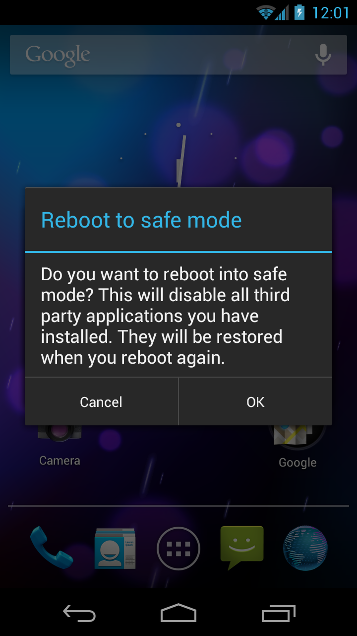 Safe Mode บน 4.1 Jelly Bean