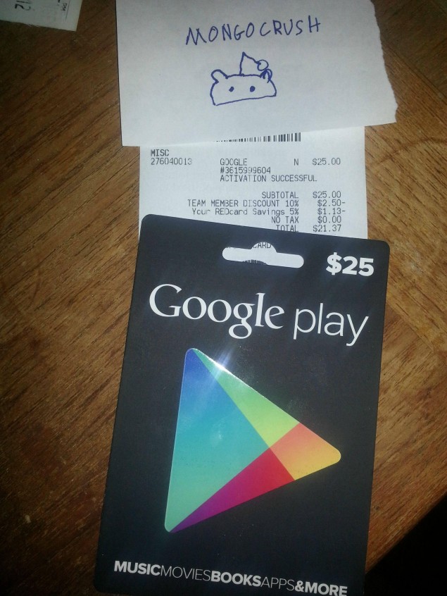 มีคนอ้างว่าสามารถซื้อบัตรของขวัญ Play Store Gift Card ได้ในร้านค้า และสามารถนำไปเติมเครดิตได้