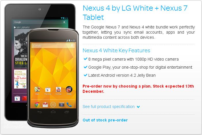 ตามสเต็บ Nexus 4 สีขาวมาแล้ว เริ่มขายที่ UK เป็นที่แรก