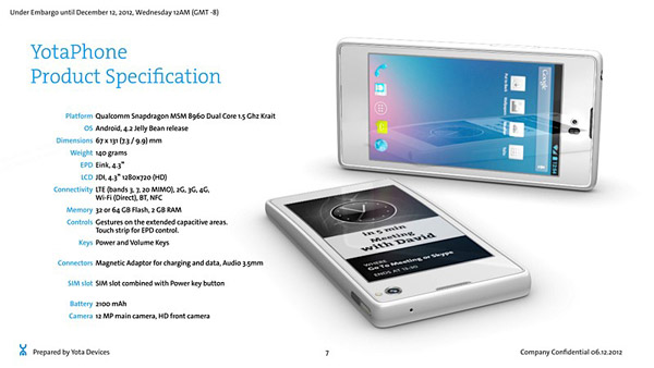 YotaPhone มือถือแอนดรอยด์สองจอ LCD + E-Ink เก๋ๆจากรัสเซีย