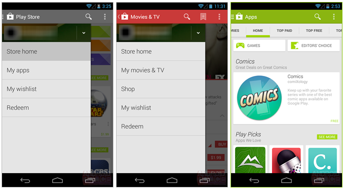 Android 4.4 จะมีการเปลี่ยนหน้าตา Play Store (อีกแล้ว)