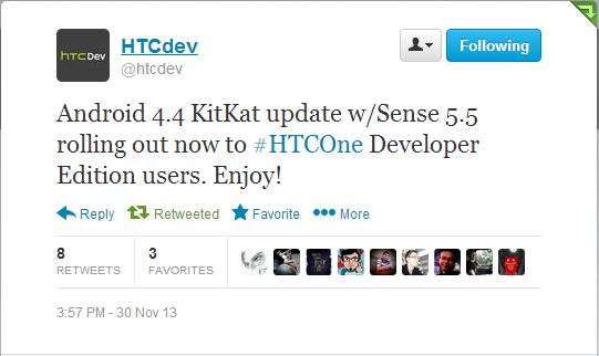 สั้นๆ…HTCDev แจ้งข่าวเริ่มปล่อย Android 4.4 KitKat ให้กับ HTC One Developer Edition แล้ว