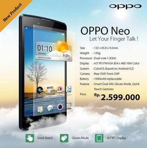 OPPO เปิดตัว Oppo Neo ตอบโจทย์ตลาดสมาร์ทโฟนรุ่นราคากลาง