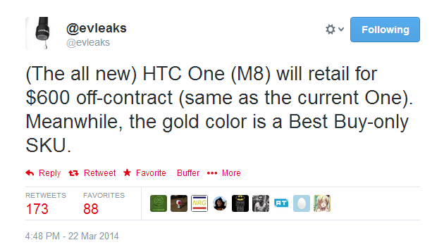 ไม่เพิ่มไม่ลด…HTC One (M8) จะขายในราคาที่เท่ากับ HTC One (M7) ตอนเปิดตัว