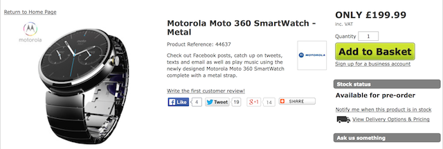 เว็บ Mobile Fun เปิดราคา Moto 360 ที่ £199.99 พร้อมเปิดให้สั่งจองแล้ว!