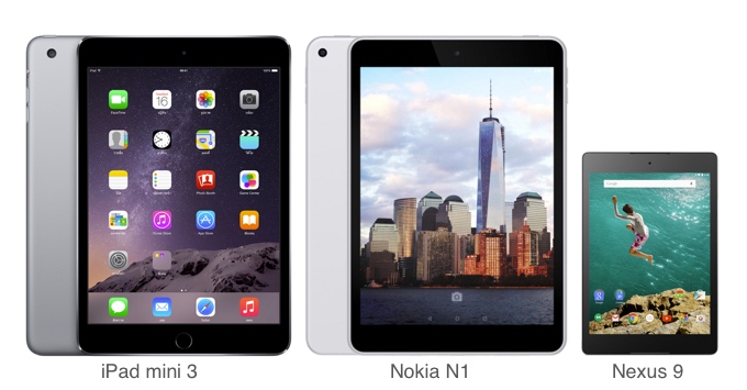เปรียบเทียบสเปคและราคา iPad mini 3 vs Nokia N1 vs Nexus 9
