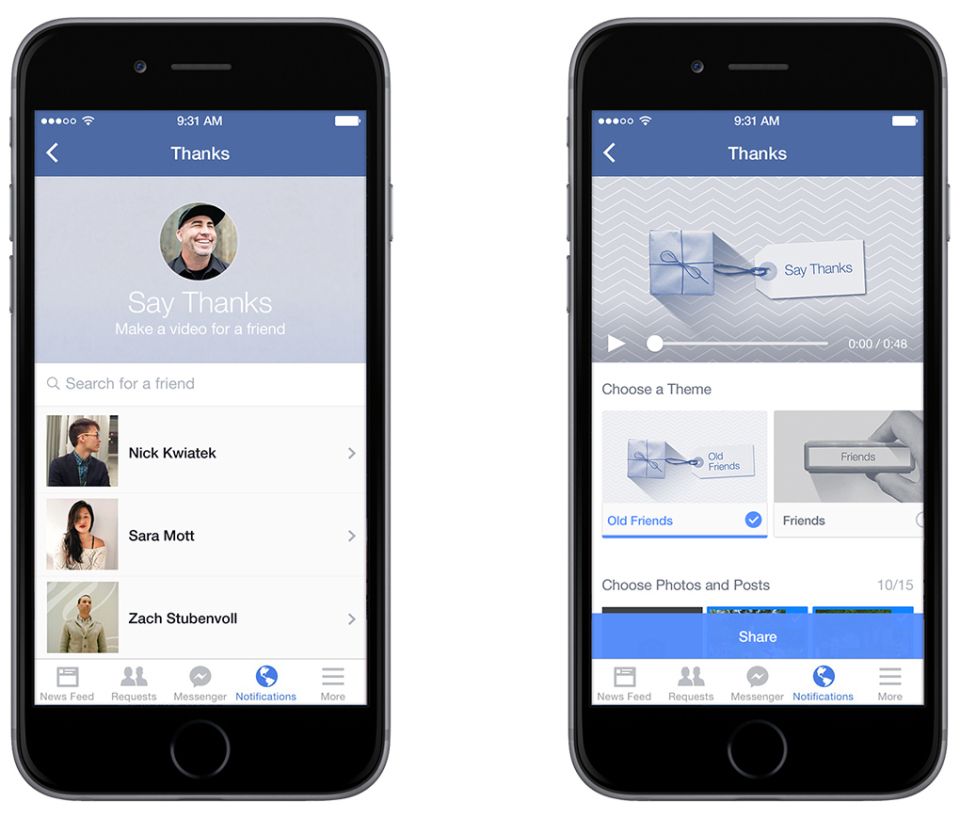 facebook ออกของเล่นใหม่ SayThanks ส่งขอบคุณเพื่อนและคนที่คุณรัก