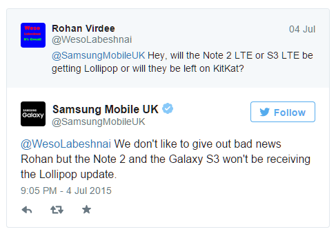 เศร้า…Samsung UK คอนเฟิร์ม Galaxy Note 2 และ S3 ไม่ได้กินอมยิ้มแล้ว
