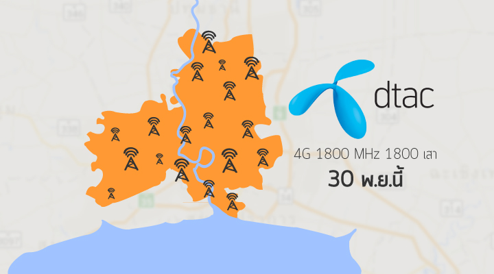 Dtac ประกาศลงเสา 4G 1800MHz 1800 ต้น ครอบคลุมทั่วกรุงเทพสิ้นเดือนพฤศจิกายนนี้ แต่ระยะยาวยังคลุมเครือ