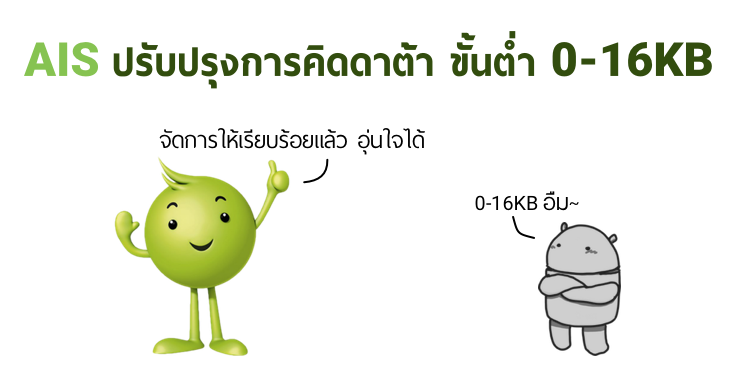 AIS ปรับปรุงดาต้ากรณีคิดไม่ตรงให้เรียบร้อย พร้อมลดขั้นต่ำลงมาเหลือ 0-16KB