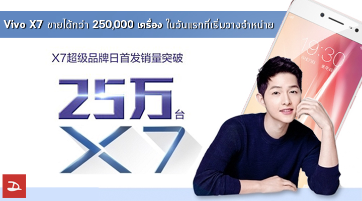Vivo X7 ขายได้กว่า 250,000 เครื่อง ในวันแรกที่เริ่มวางจำหน่าย