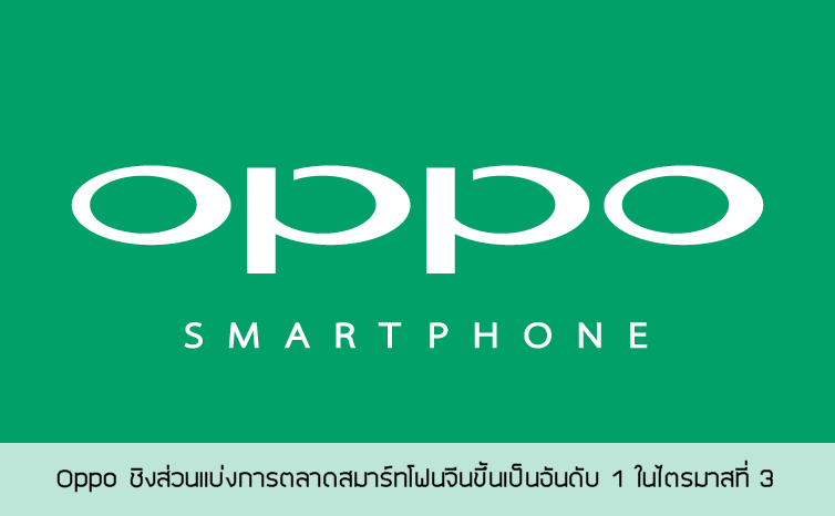 OPPO ชิงส่วนแบ่งการตลาดมือถือจีนขึ้นเป็นอันดับ 1 ในไตรมาสที่ 3 ตามด้วย vivo เบียด Huawei ลงเป็นที่ 3