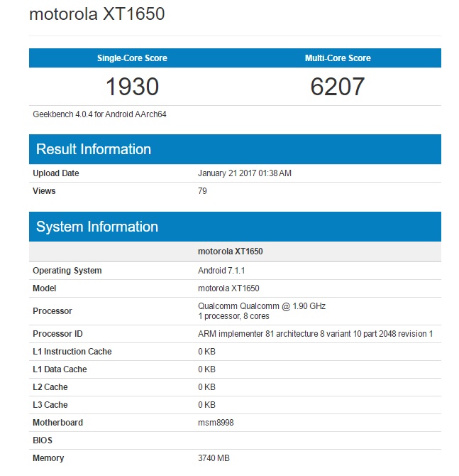 หลุดผลการทดสอบ Moto Z (2017) จาก Geekbench ว่าที่สมาร์ทโฟนเรือธงรุ่นถัดไป มาพร้อมชิพ Snapdragon 835