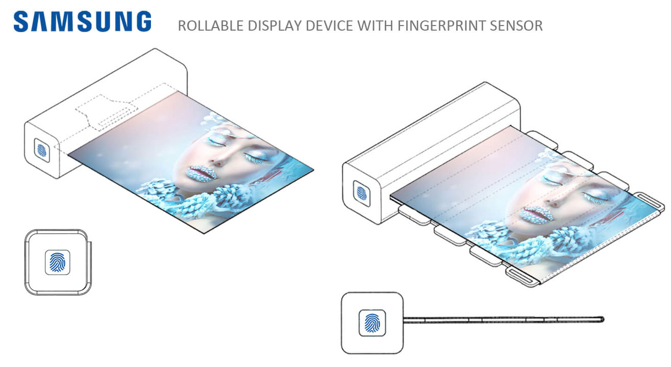 อีกไกลแค่ไหนคือใกล้จะเปิดตัว? Samsung จดสิทธิบัตรหน้าจอม้วนและเซ็นเซอร์สแกนลายนิ้วมือ