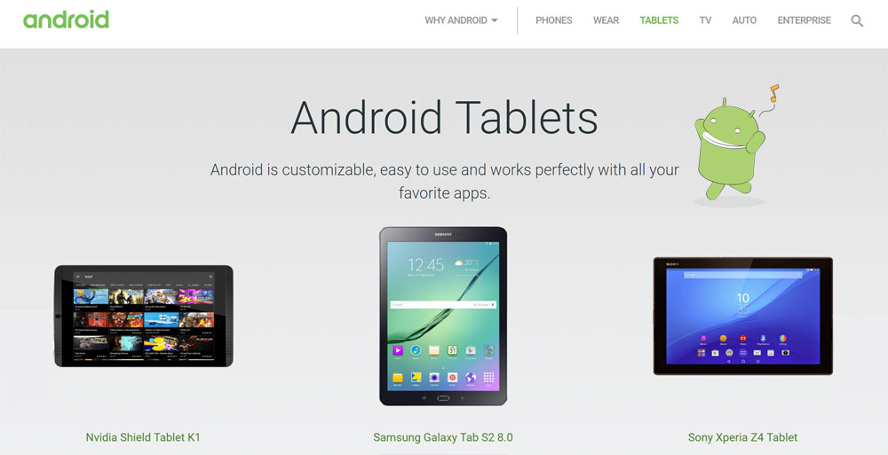 สรุปแค่บั๊ก.. ส่วนของแท็บเล็ตกลับมาแล้วบนเวบไซต์ Android หลังจากหายไปจนเป็นข่าวฮือฮา