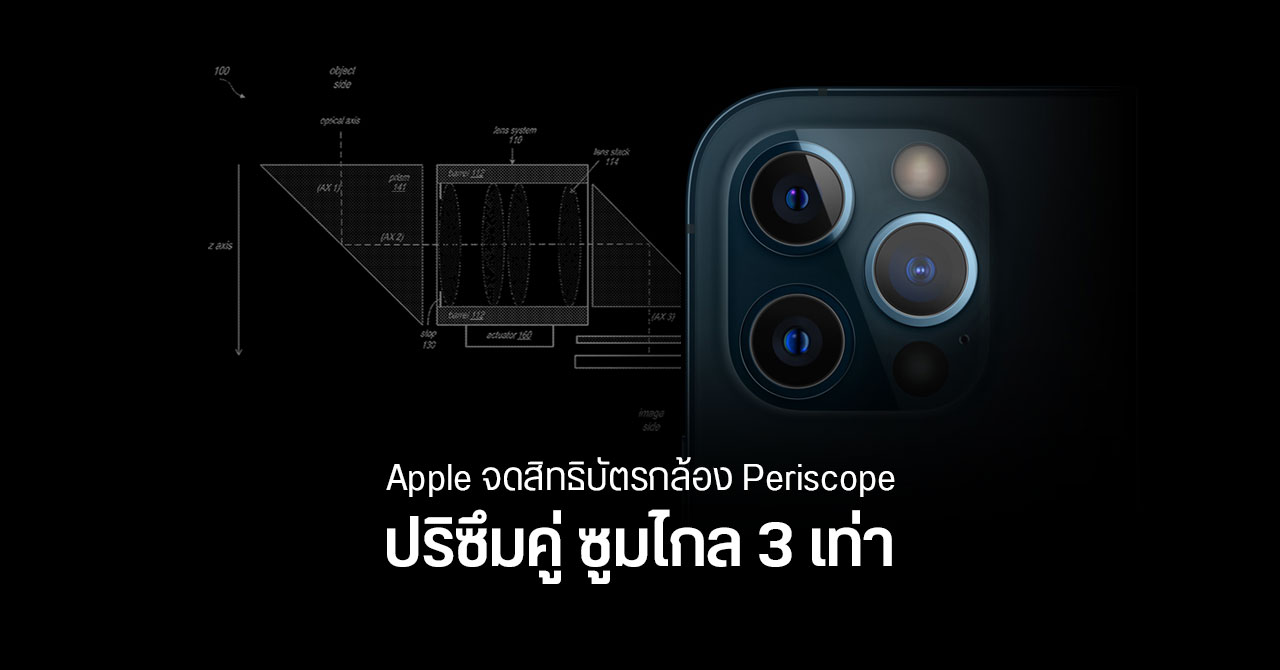 Apple จดสิทธิบัตร “Folded Camera” กล้อง Periscope แบบปริซึมคู่ ซูมไกล 3 เท่า อาจใช้กับ iPhone 14
