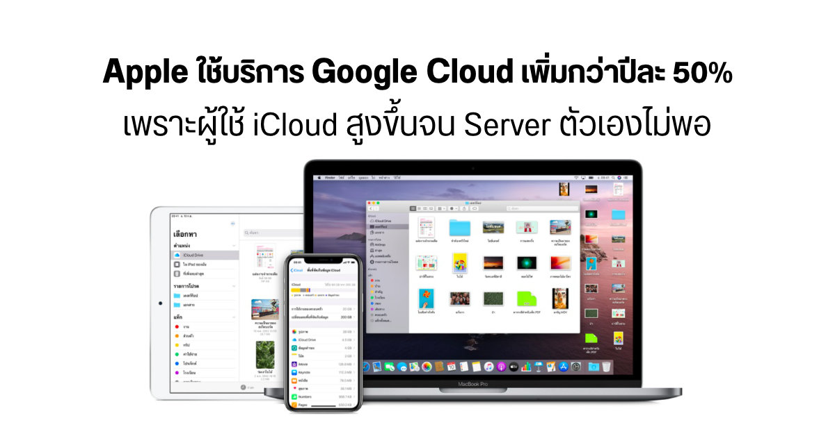 น้ำพึ่งเรือเสือพึ่งป่า…Apple ต้องอาศัยบริการ Google Cloud เพิ่มกว่าปีละ 50% จากความต้องการลูกค้า iCloud ที่มากขึ้นเรื่อย ๆ