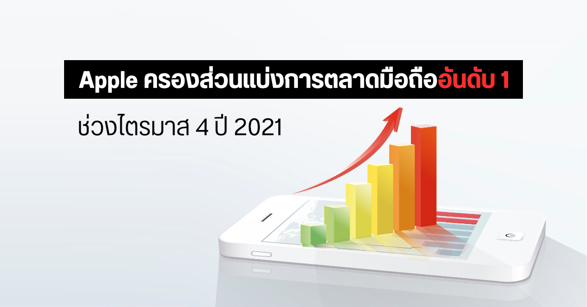 Apple ครองอันดับ 1 ส่วนแบ่งการตลาดมือถือในช่วงไตรมาส 4 ของปี 2021 ด้วยอานิสงส์ iPhone 13 Series