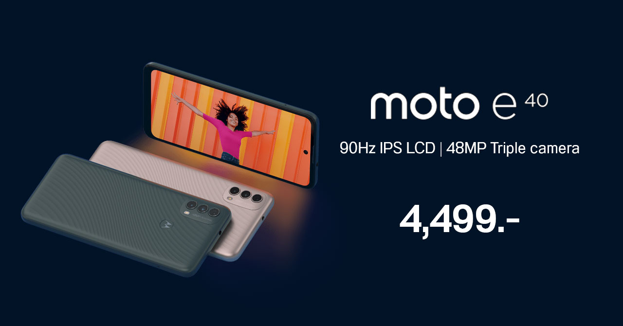Mororola วางขาย moto e40 แล้ว – หน้าจอ 90Hz กล้องหลัง 3 ตัว 48MP ราคา 4,499 บาท