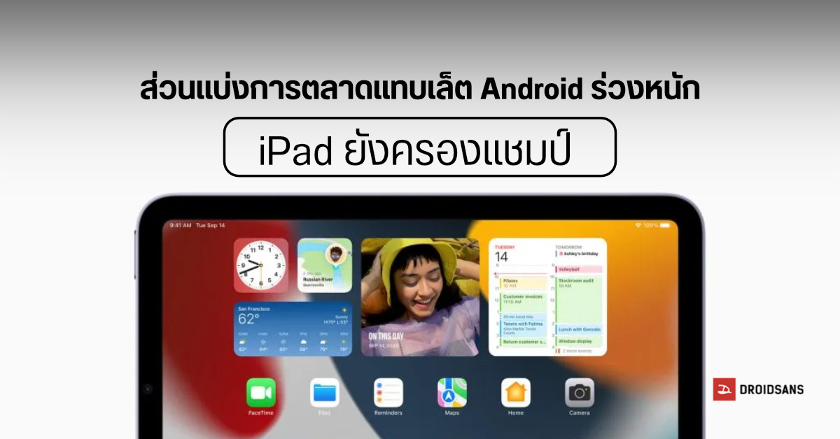 ตลาดแทบเล็ตทั่วโลกช่วงไตรมาส 2 ปี 2022 ลดลงตามคาด Android ร่วงต่ำกว่า 50% ในรอบ 10 ปี