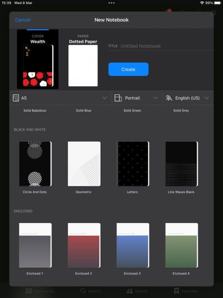 GoodNotes paper type