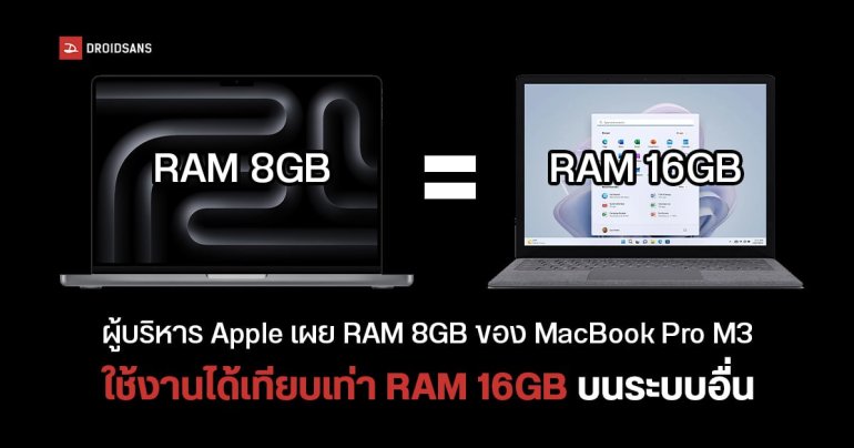 Apple ยืนยัน RAM 8GB บน MacBook Pro M3 ใช้งานได้ดีพอ ๆ กับ RAM 16GB ในโน้ตบุ๊กแบรนด์อื่น