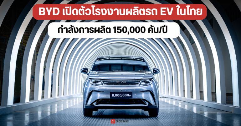 BYD เปิดโรงงานผลิตรถยนต์ไฟฟ้าในไทยแล้ว เตรียมผลักดันให้เป็นศูนย์กลางของอาเซียน
