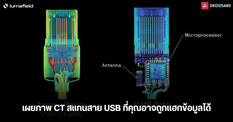 เล็กๆ แต่ร้ายนะ เผยภาพ CT สแกนสาย O.MG ซึ่งเป็นสาย USB หน้าตาธรรมดา แต่ภายในมีชิปและเสาอากาศ ที่จ้องจะแฮกคุณ