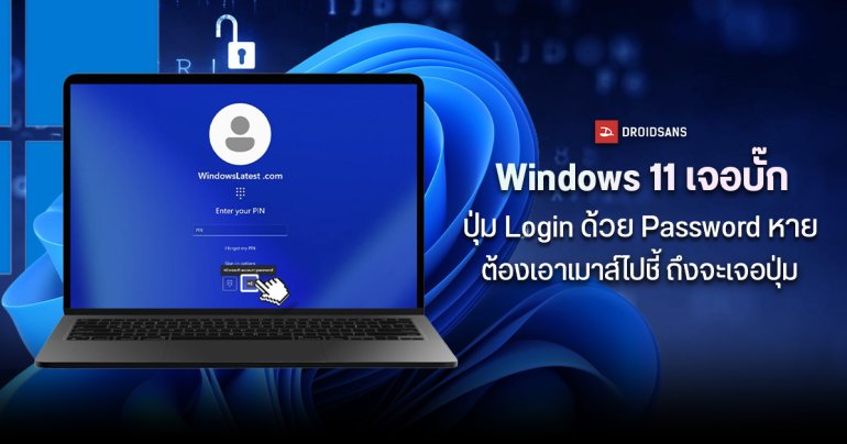 Windows 11 เจอบั๊กปุ่ม Login ด้วย Password หาย Microsoft บอกไม่ได้หาย แต่ต้องเอาเมาส์ไปชี้ ถึงจะเจอปุ่ม