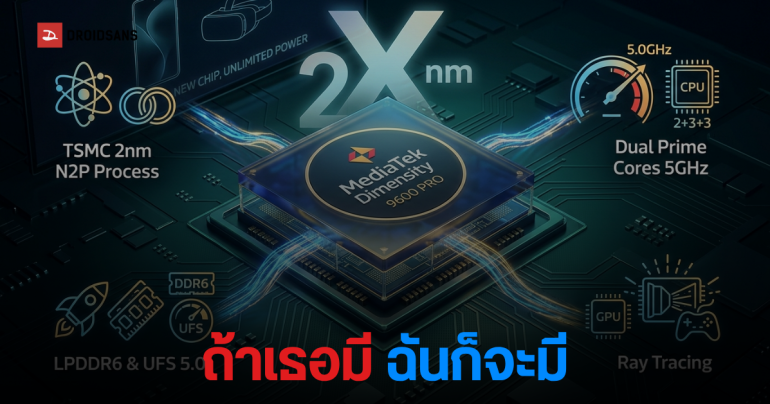 Dimensity 9600 Pro ว่าที่ชิปตัวตึง 2nm แรงแตะ 5GHz ท้าชน Snapdragon 8 Elite Gen 6 Pro