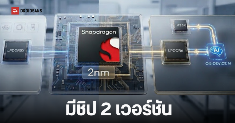 Qualcomm เตรียมส่งชิปเซ็ตเรือธง 2nm ลงตลาด Android แบ่ง 2 เวอร์ชัน แรม LPDDR5X และ LPDDR6
