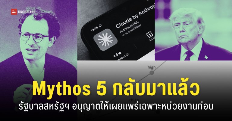 รัฐบาลสหรัฐฯ ออกคำสั่งให้เผยแพร่โมเดล Mythos 5 ได้เหมือนเดิม แต่อนุญาตเฉ​พาะหน่วยงานที่มีสิทธิ์เท่านั้น