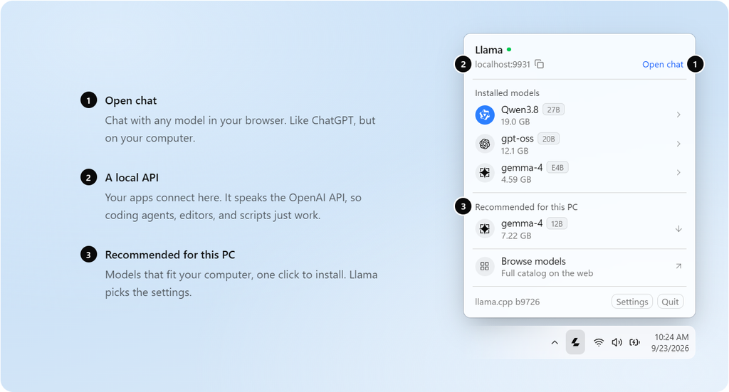 Llama Windows มาแล้ว โหลด AI มารันบนเครื่องตัวเองง่าย ๆ ไม่ต้องพิมพ์คำสั่งหรือตั้งค่าให้ยุ่งยาก